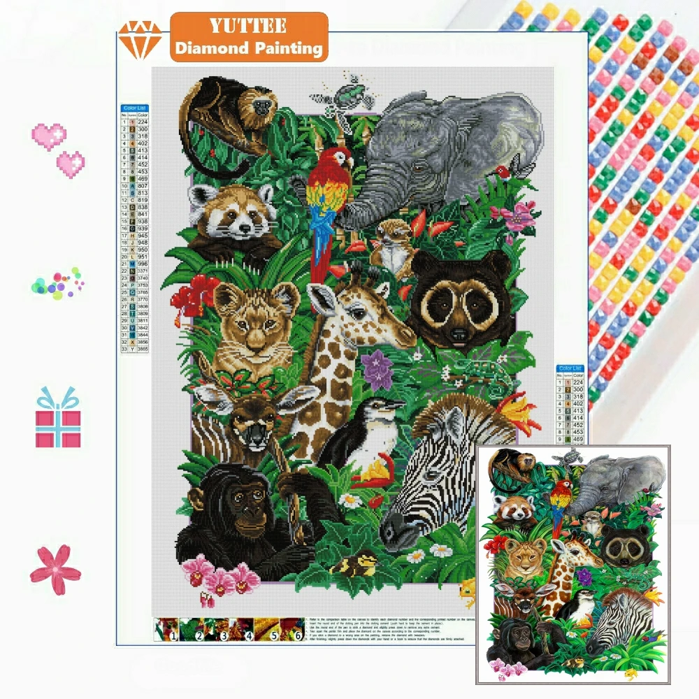 

Wild Animals Elephant Monkey Giraffe Zebra 5D DIY Diamond Painting Mosaic Embroidery Cross Stitch Art Rhinestone Home Decor
