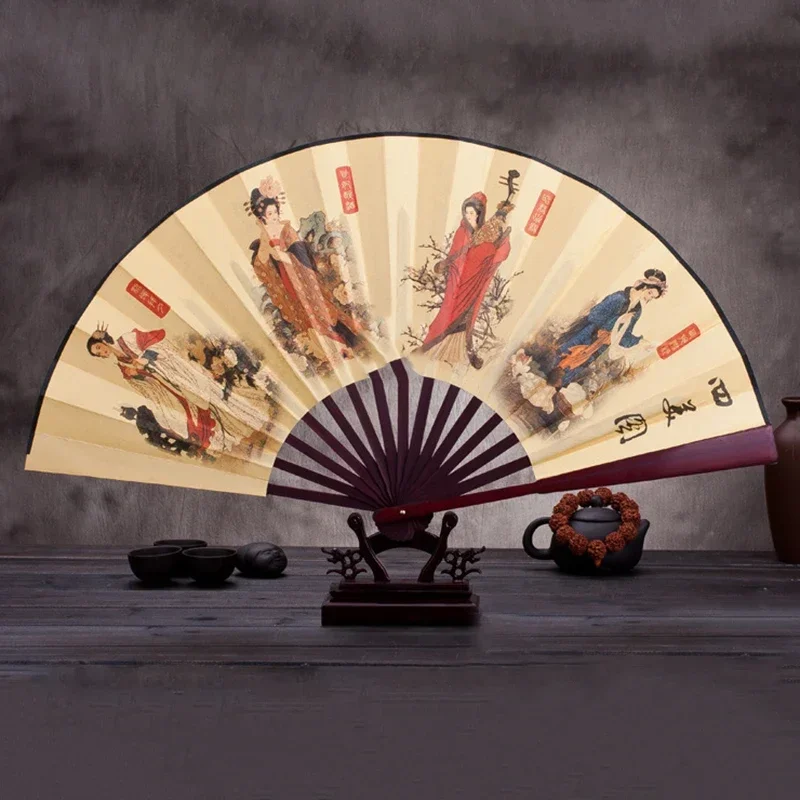 

Складной шелковый веер, ретро стиль