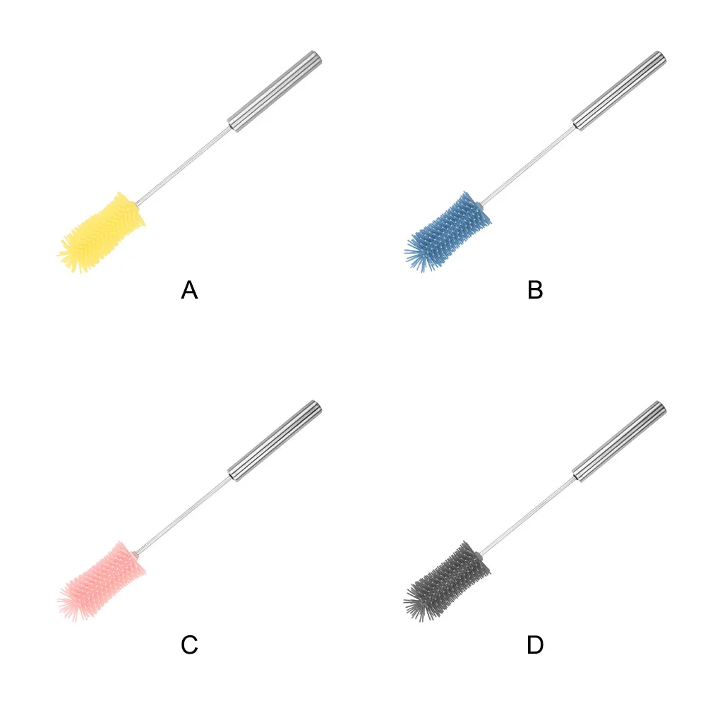 

Cup Cleaning Brush Long Handle Kitchen Rotating Coffee Bottle Scrubber Silicone Head Removing Feeder Scrubbing Washing