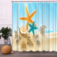 shower curtains 180cm starfish printed sea water resistant bathroom decorative with hooks washable bathroom curtain high quality