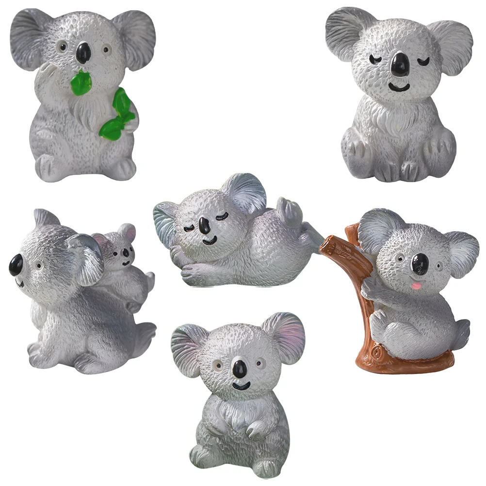 

6pcs Miniature Koala Lovely Mini Koala Figurines Cute Koala Statues for Micro Landscape Animal Ornaments