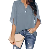 luoyiyang v neck chiffon shirt top solid color blouse tops elegant clothes for women casual blouses 2022 blusas de mujer