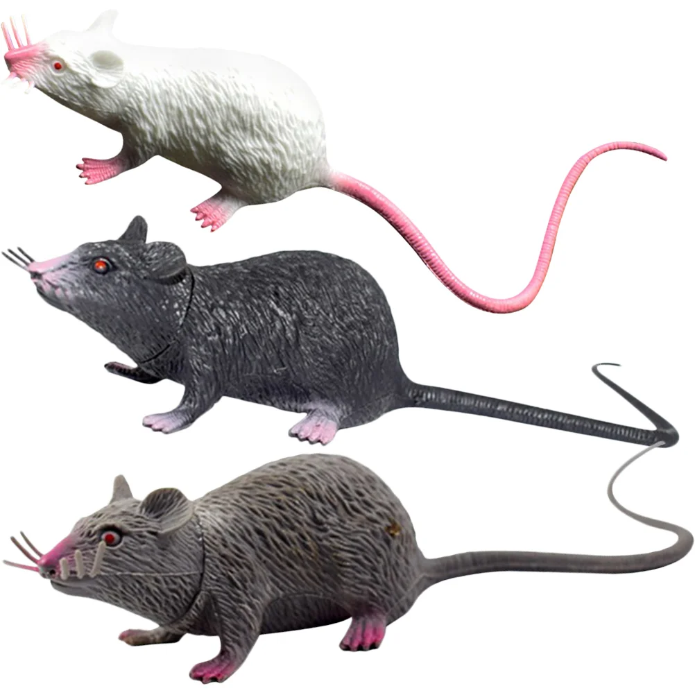 

3 Pcs Simulation Mouse Party Toys Creepy Little Realistic Rat Spooky Fake Pvc Halloween Decoration Child Kids