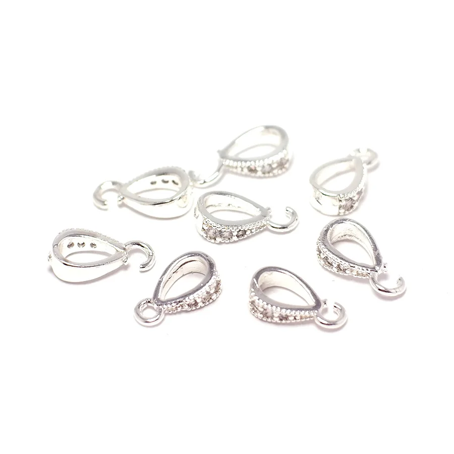 

5pcs Snap Charms,Silver Plated Brass Zircon Inlay Buckle,Melon Seed Buckle Necklace Pendant,Jewelry Necklace Making Accessories