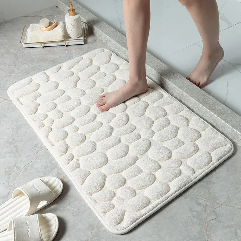 

C5 Foot Mat Coral Fleece Floor Mat Household Memory Foam Embroidered Bathroom Thickened Absorbent Floor Mat Door home gadgets