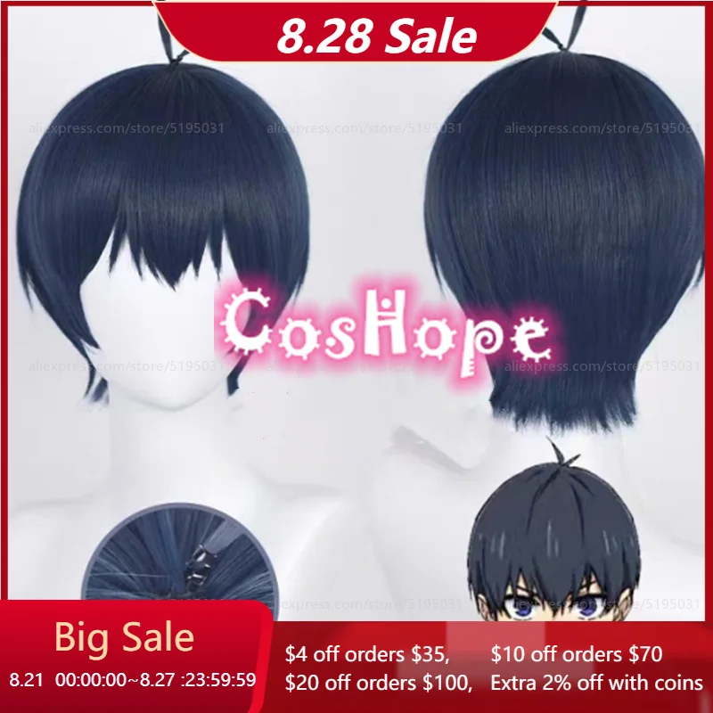 

BLUE LOCK Isagi Yoichi Cosplay Wig Short Black Blue Wig Cosplay Anime Cosplay Wigs Heat Resistant Synthetic Wigs