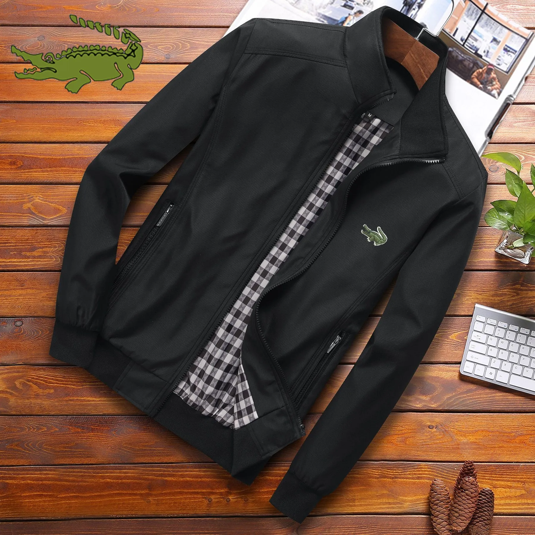 

Embroidered CARTELO Autumn Winter Business Casual High Quality Men's Large Jacket Zipper Stand Collar Men Outdoor Sports
