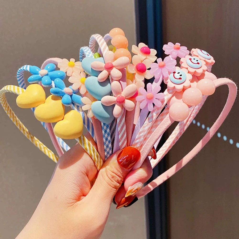 New Girls Cute Candy Colors Cartoon Flower Heart Hairbands Kids Lovely Hair Decorate Headband Headwear Fashion Hair Accessories images - 6