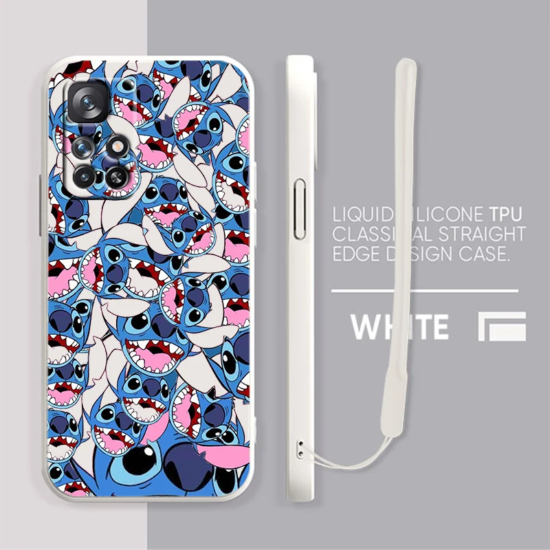 

Disney Stitch Cute For Redmi K50 K40 K30 K20 10C X 9C T AT A 8A 7A Gaming Pro Plus Liquid Rope Silicone Phone Case