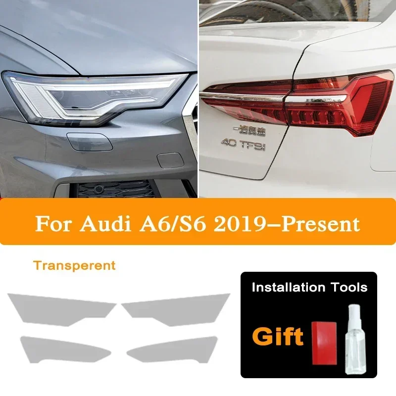 

Для Audi A6 C8 S6 2019 2020 ТПУ Защитная пленка для передней фары автомобиля ТИНТ Черная защитная пленка защита задний свет прозрачные наклейки аксессуары