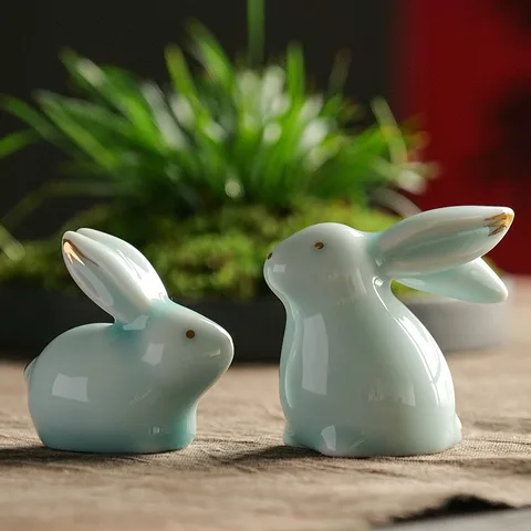 Милый мини маленький кролик, керамическое украшение, ландшафт, сад, фотоминиатюры, подарок, животное, чай для пары, домашний декор для домашнего питомца
