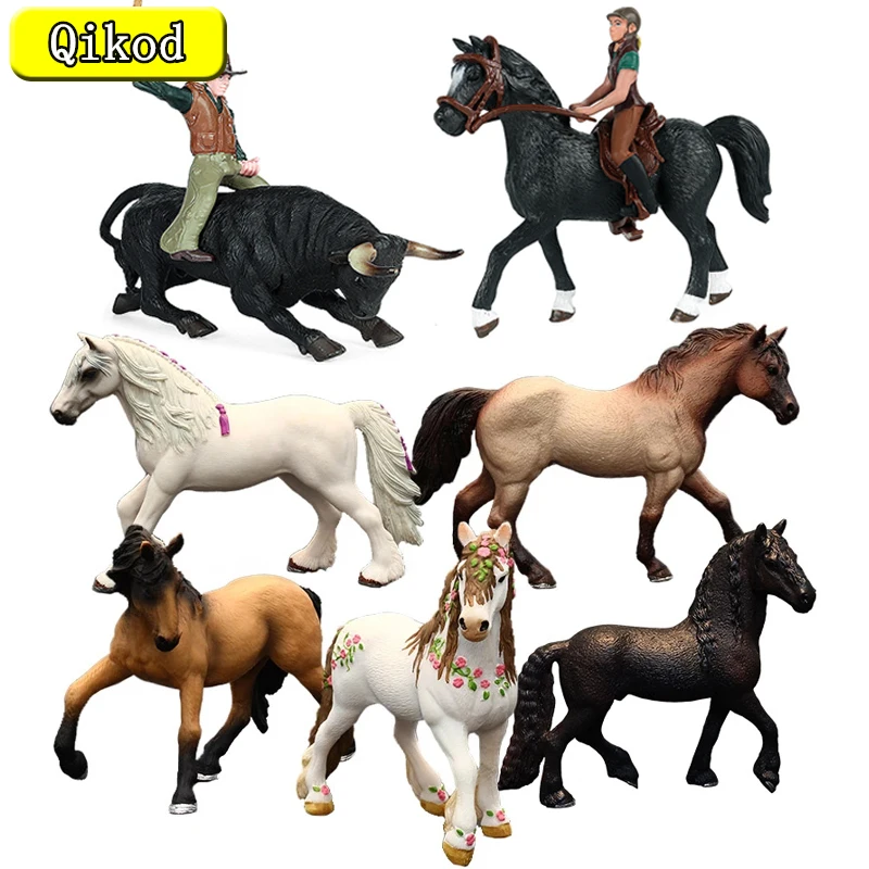 

Farm Animal Riding Horse Minifigures Appaloosa Harvard Hannover Clydesdale Quarter Horse Collection Action Figure Model Kids Toy