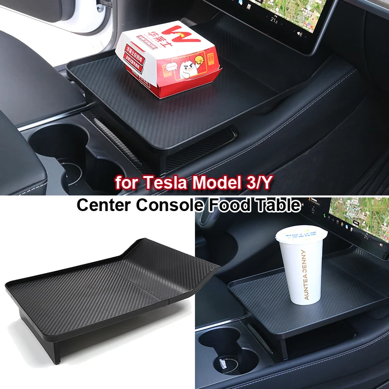 

For Tesla Model 3 Y Center Console Food Tray Table Organizer Storage Desk ModelY Drink Coffee Dining Board Stand Phone Holder