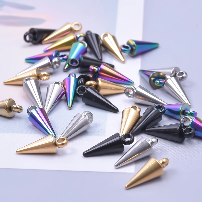 

20pcs/lot Punk Charms Cones Trending Product Stainless Steel Pendants diy Charms for Jewelry Making Earring Bulk Accessories