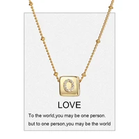 26 letter womans pendant cz a z name necklace for women gold color stainless steel long chain necklace for women collars