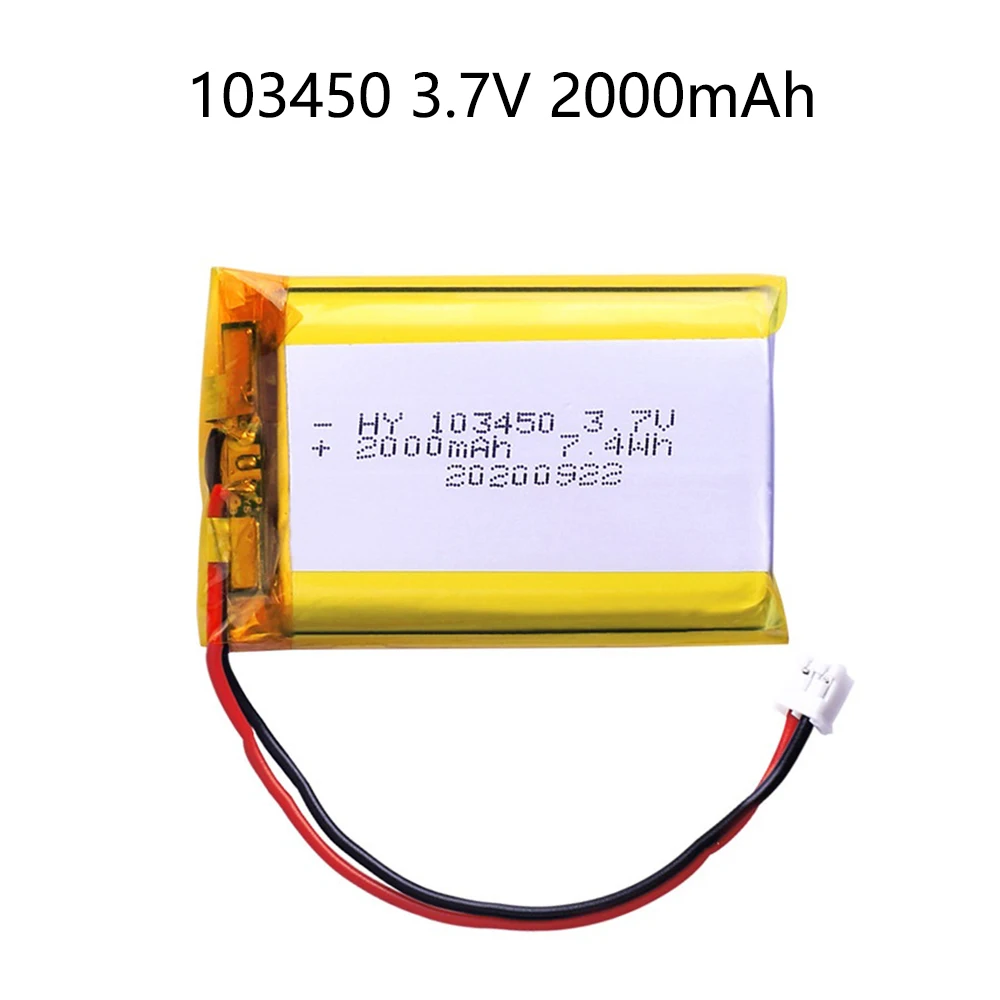 100% real capacity 3.7V 103450 2000mAh Rechargeable Polymer Lithium Battery, for Cameras, GPS, Bluetooth Speakers，PS4 controller