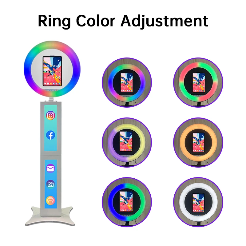 

Portable IPad Photo Booth Shell Kiosk With LED Ring Light Roaming Ipad Photo Booth Stand 360 Selfie