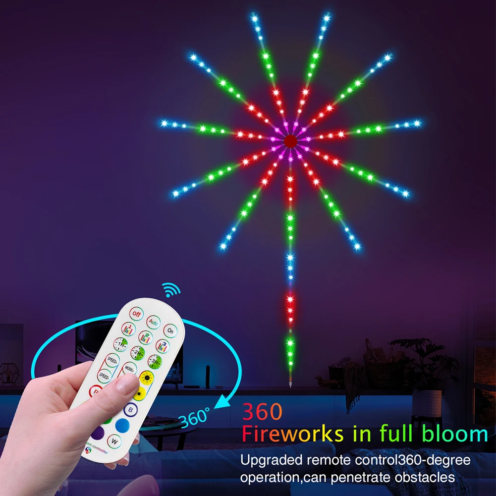 

Fireworks Led Strip Light RGB Music Remote Control Meteor Nightlights Decorations New Year Room Decor Lamp For Home