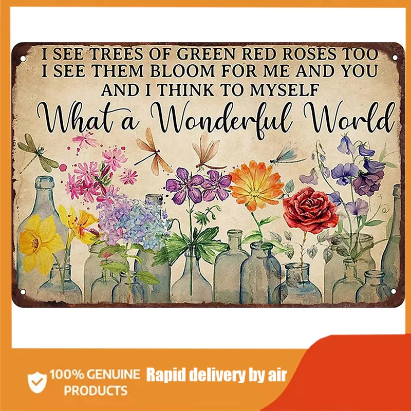 

Винтажные жестяные знаки Garden What A Wonderful World, винтажные плакаты в стиле ретро, постеры, металлический жестяной знак, домашняя спальня, мужская ...