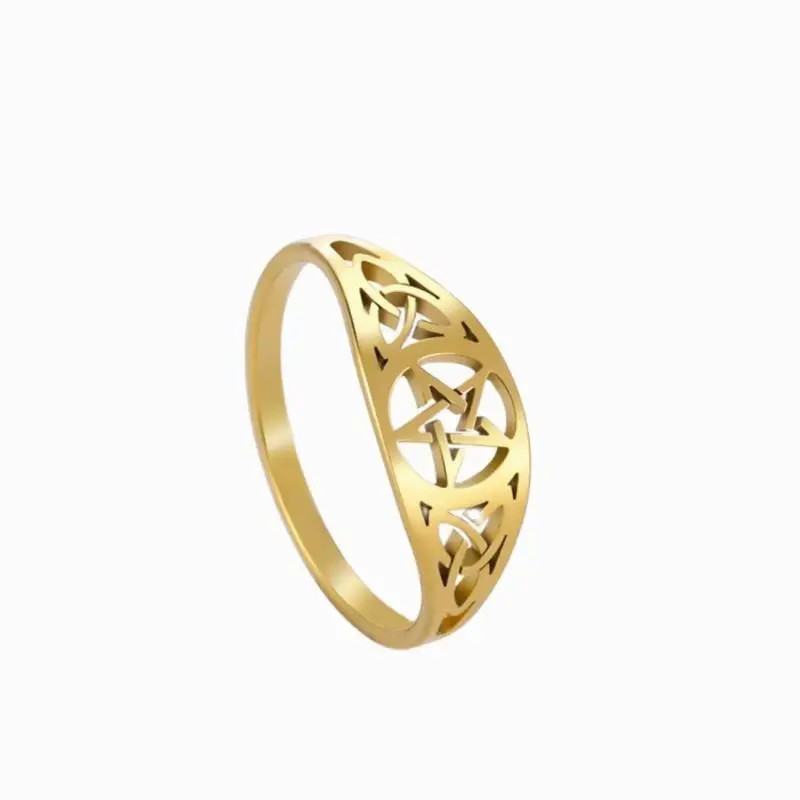 

Irish Knot Celtics Star Ring for Women Supernatural Pentagram Wicca Amulet Couple Rings Stainless Steel Jewelry Gifts