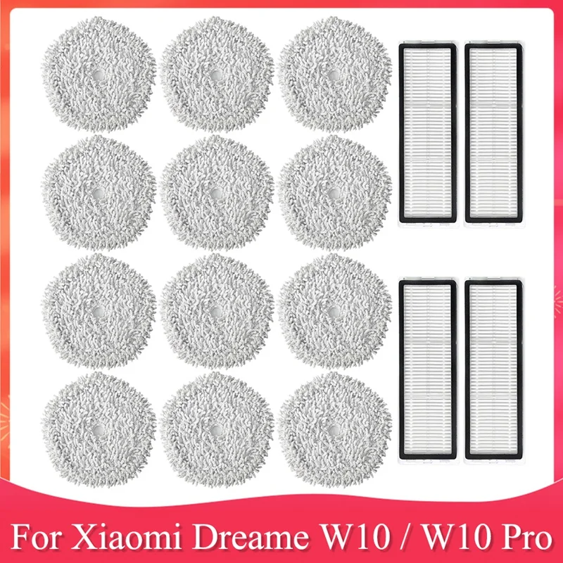 

Replacement Parts Kit For Xiaomi Dreame W10 / W10 Pro Robot Vacuum Cleaner HEPA Filter Mop Cloth