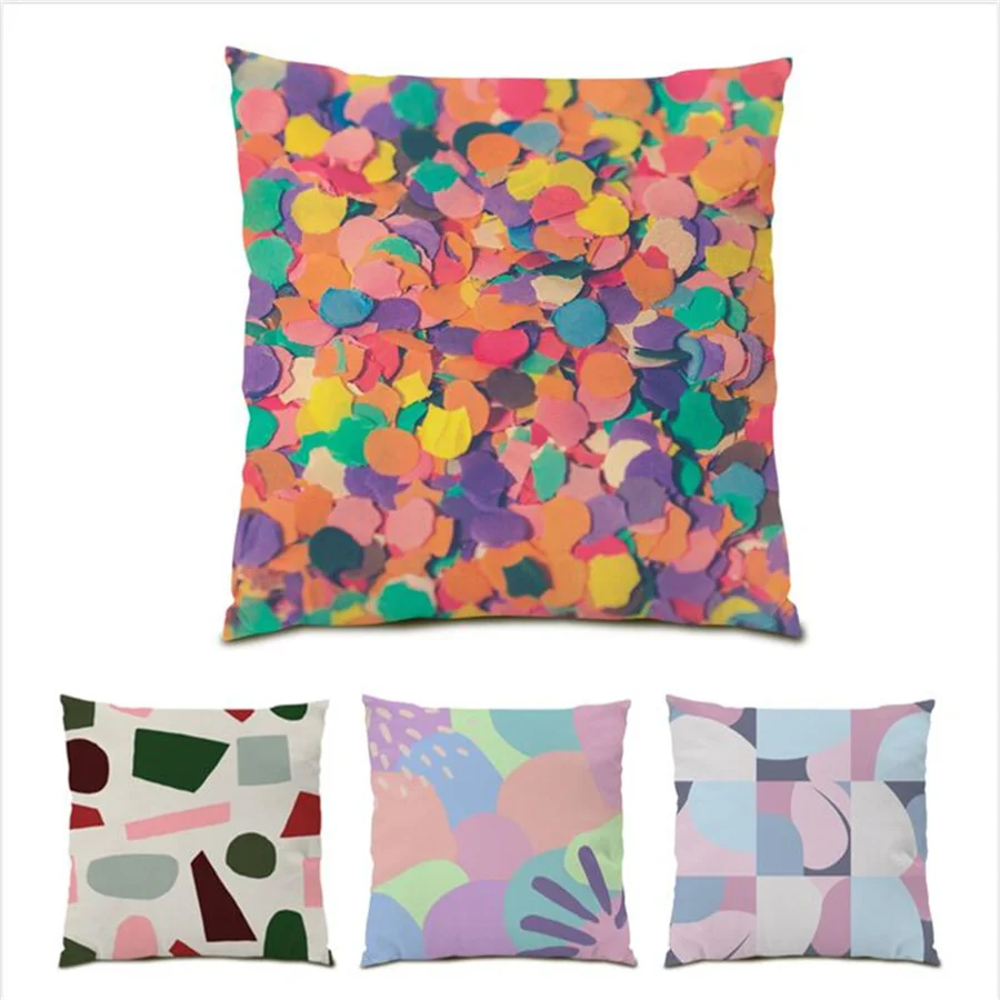 

Color Block Pattern Decoration Home Decor Living Room Decoration Ultra Soft Velvet Textiles Sofa Decorative Pillow Cases E0162