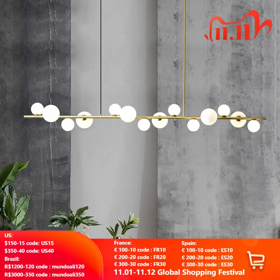 

Modern Luxury Ceiling Hanging Chandelier for Living Dining Room Kitchen Frosted Glass Pendant Lamps Indoor Lighting Fixtures
