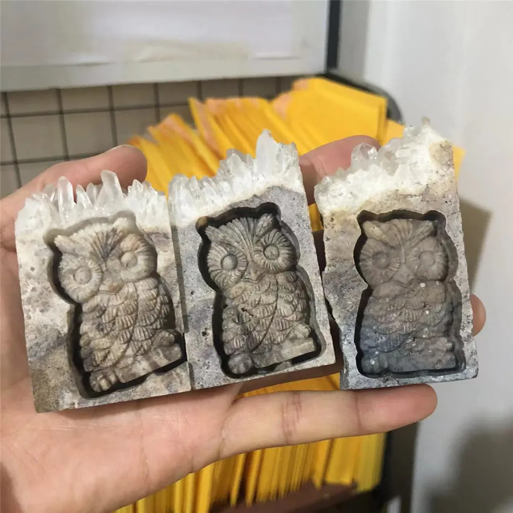 

Натуральные кристаллы, Сова, ручная резьба, драгоценные камни, животные, рейки, чистый кластер, лечебные камни для украшения дома