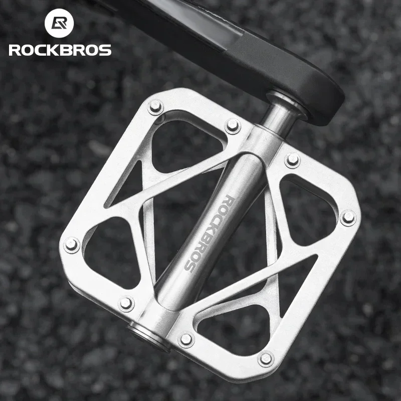 ROCKBROS Titanium Alloy Bike Pedals Ultralight Anti-slip Wide Pedal MTB Road Stainless Steel Nails Cycling Accessories