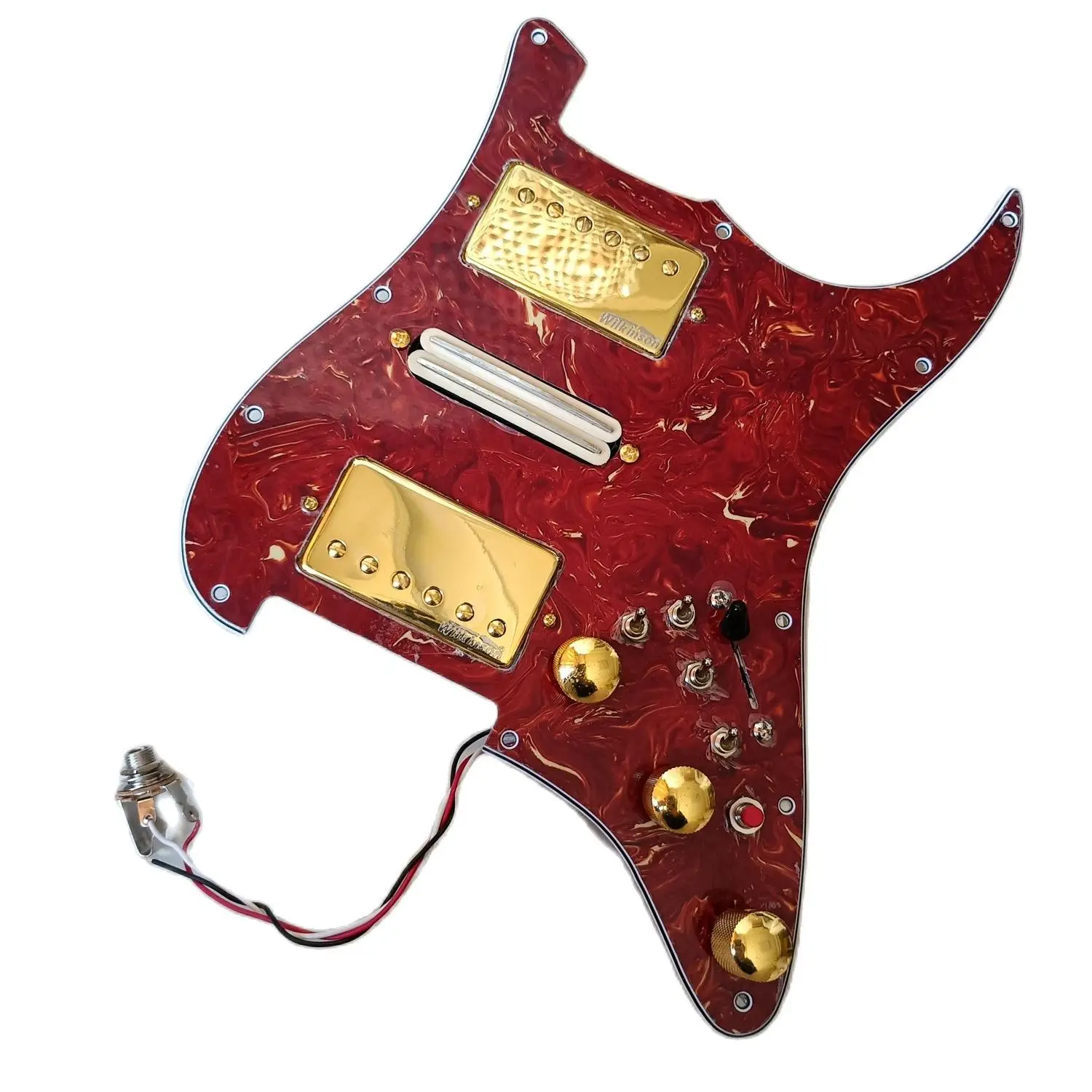 

Обновленный Предварительно проводной набор пикапов HSH Pickguard, золотой Уилкинсон WVC Alnico 5 пикапов High DCR 4, переключатель с одной резкой на 20 тонов, больше