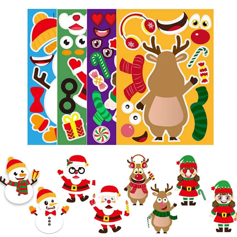 

Excellent Christmas Sticker Exquisite Eco-friendly Cartoon Xmas Themed Game Sticker Window Stickers Reward Sticker 8Pcs