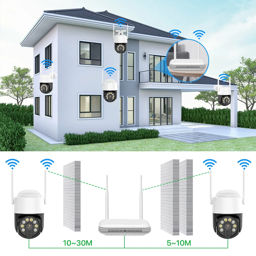 IP-камера видеонаблюдения 8 каналов Wi-Fi NVR PTZ водонепроницаемая МП