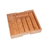 kitchen non retractable bamboo cutlery tray storage box tableware home kitchen jewelry tools drawer organizer