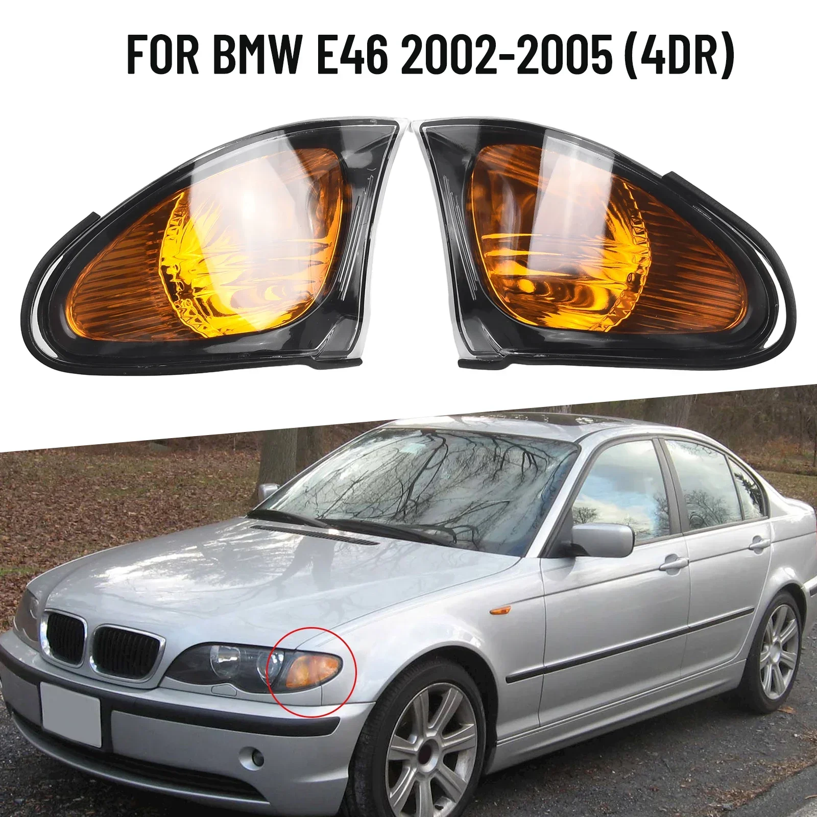 Угловые фонари для BMW E46 325xi 4-дверные 2002-2005 Прозрачные линзы 2 шт. Высокое качество