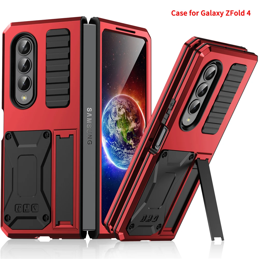 

Luxury Metal Bracket Protection Cover For Samsung Galaxy Z Fold 4 5G Case Heavy Duty Armor Shockproof Phone Cases Coque Fundas