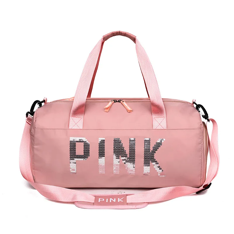 New Sequins Pink Gym Bag Women Shoe Compartment Waterproof Sport Bags for Fitness Training Bolsa Sac De Sport Travel Bag