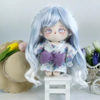 doll wig long hair wave blue and white gradient high temperature wire suitable for dolls with head circumference 36 38cm