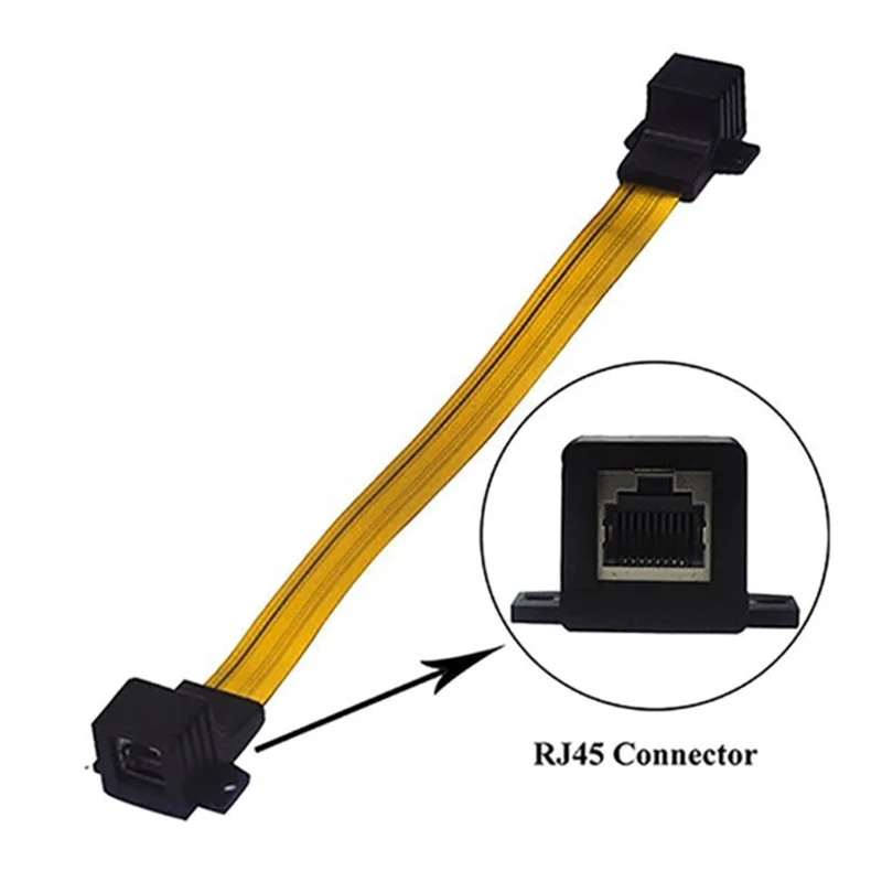 Фото Стильный плоский разъем CAT6 RJ45, гнездовой разъем F, сетевой интернет-кабель, адаптер 30 см, соединительный кабель для дома/автомобиля, окна, двери №5