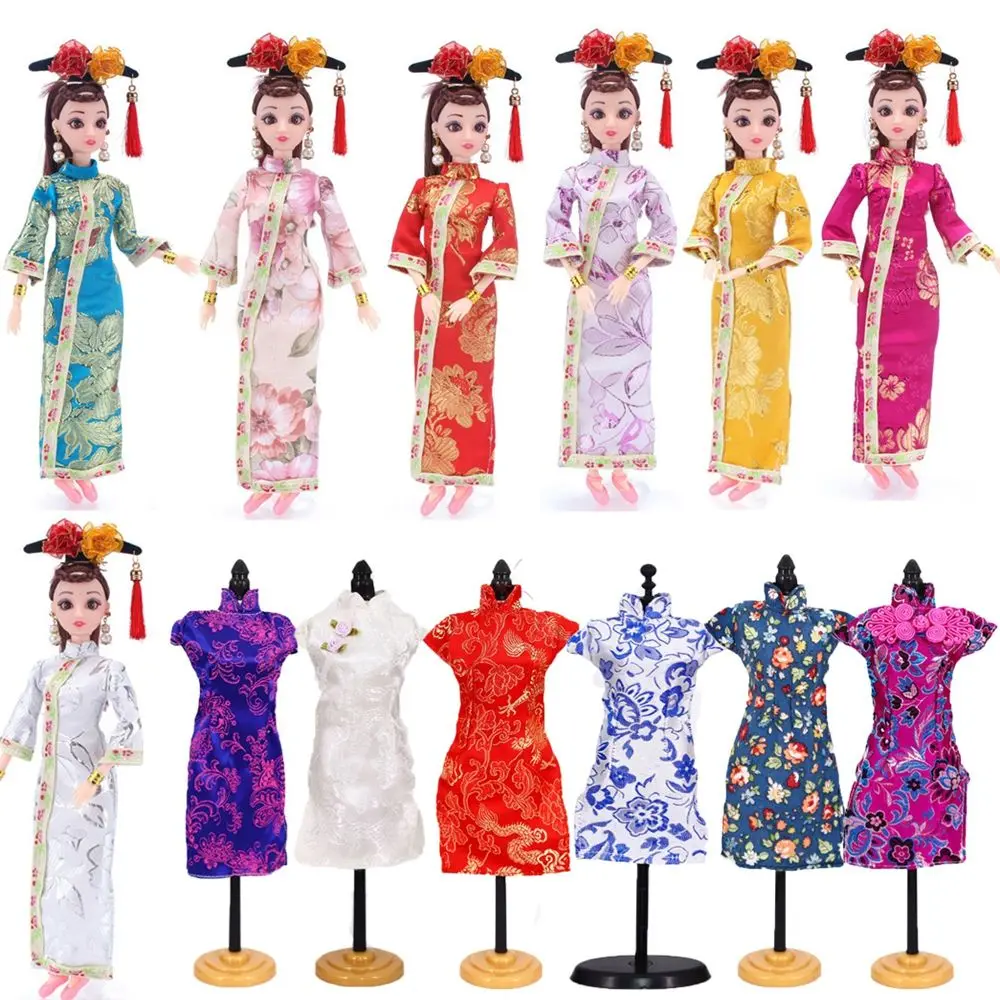 

19 Styles Handmade 30Cm Doll Accessories Unique Dress Clothes For Chinese Traditional Clothing Cheongsam Style Evening Dress