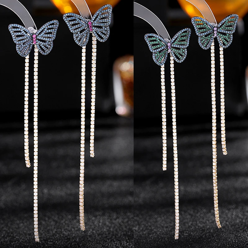 

Женские серьги-гвоздики в виде бабочки, с кристаллами и фианитами