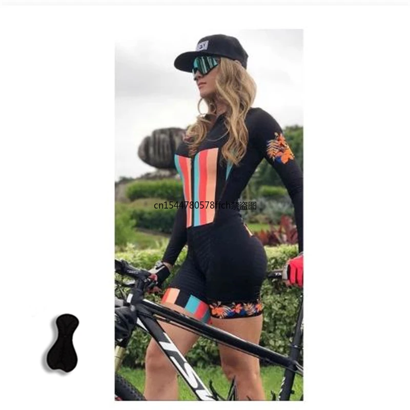 

Women's Summer Cycling Triathlon Suit, LongSleeved One-Pieces Jumpsuits Mountain Bike Fitness Sports Shirt Ropa Maillot Ciclismo