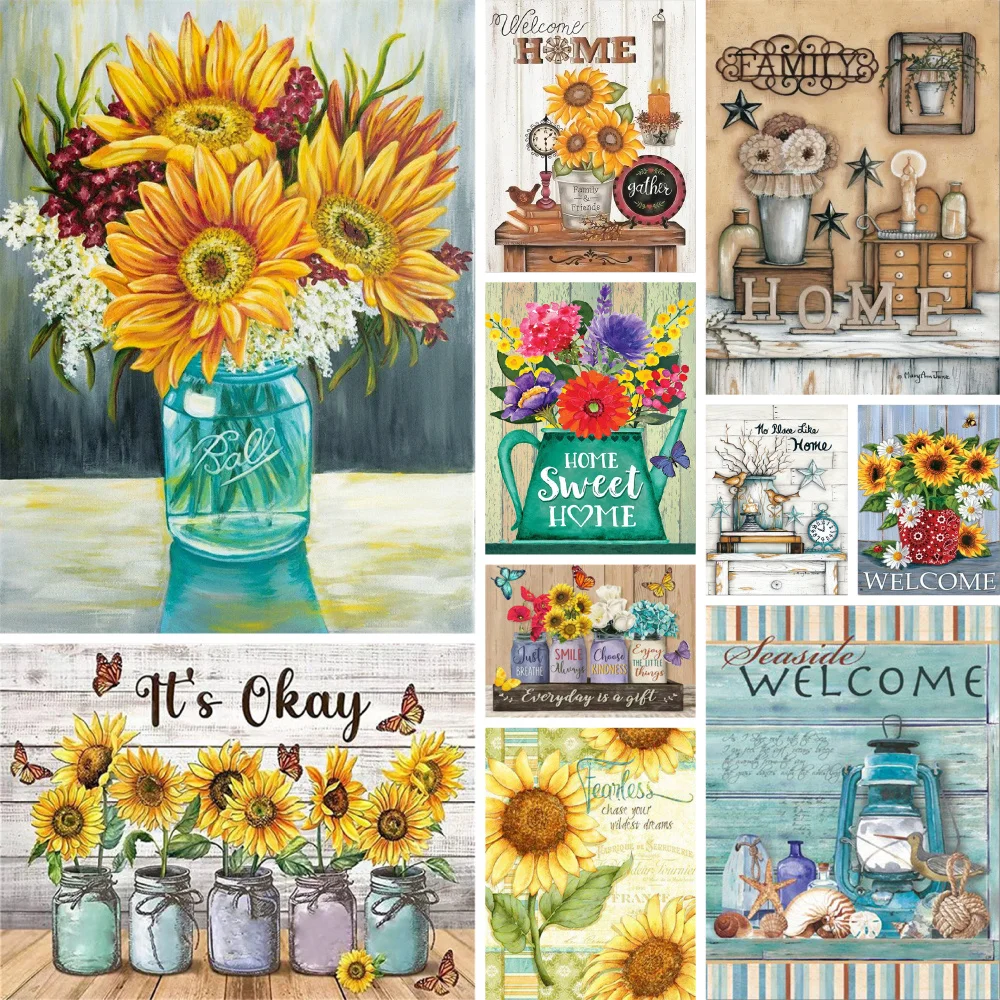 

Flower Sunflower DIY Paint By Numbers Complete Kit Acrylic Paints 50*70 Painting On Canvas Home Decor Crafts For Adults Wall Art