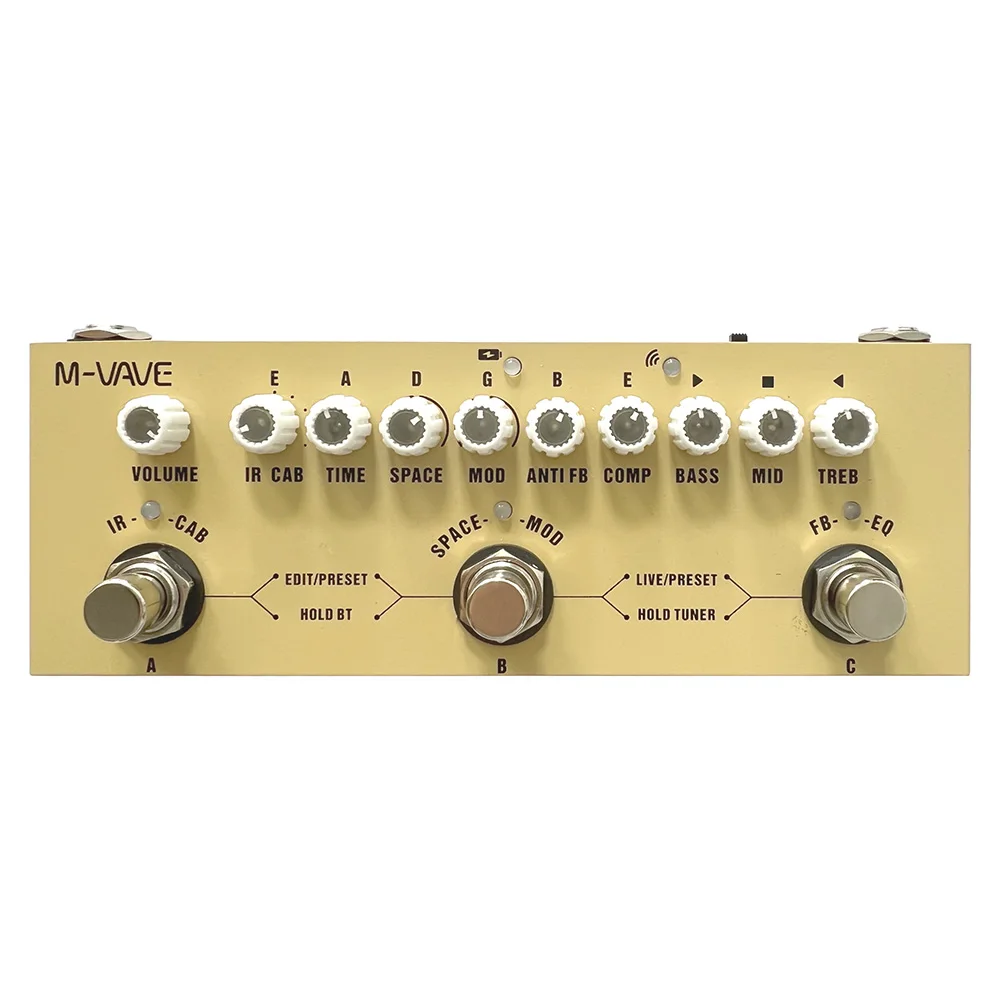 M-vave Многоканальная гитарная педаль Cube Baby для электроакустической гитары Chorus Tremolo Delay 8 Имитация кабинетов Ir Phaser включено.