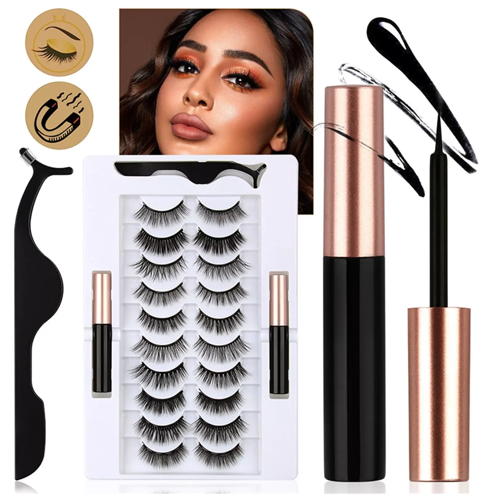 

NEW2023 Eyelashes 25mm Bulk Eyelash Partner Eyelashes, 10 Pairs Lashes With Princess False Effect Mascara Color Black