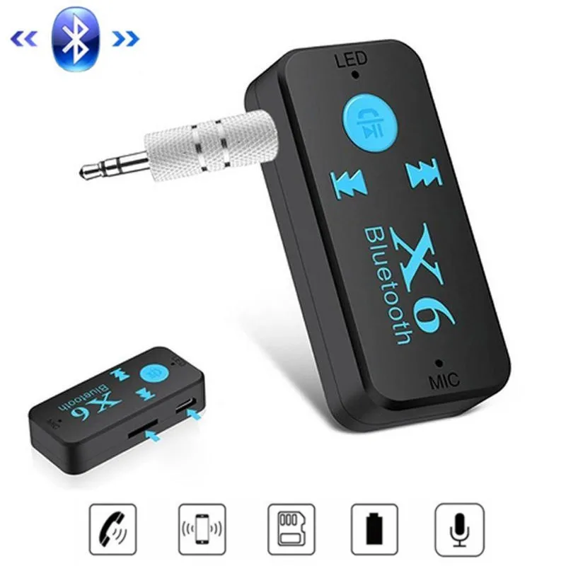 

Mini Car Kit Bluetooth X6 Universal Receiver Support Call Music Phone AUX In/Output MP3 Music Player For Phone Pad Table Music