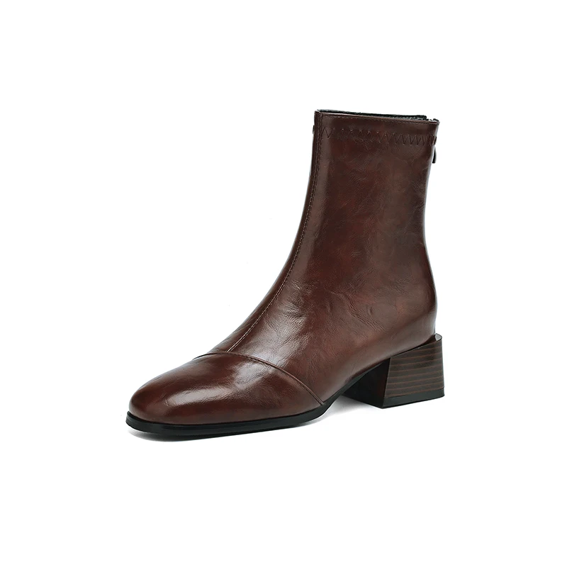 Модные ботинки из плиссированной ткани в стиле ретро пэчворк на толстом каблуке