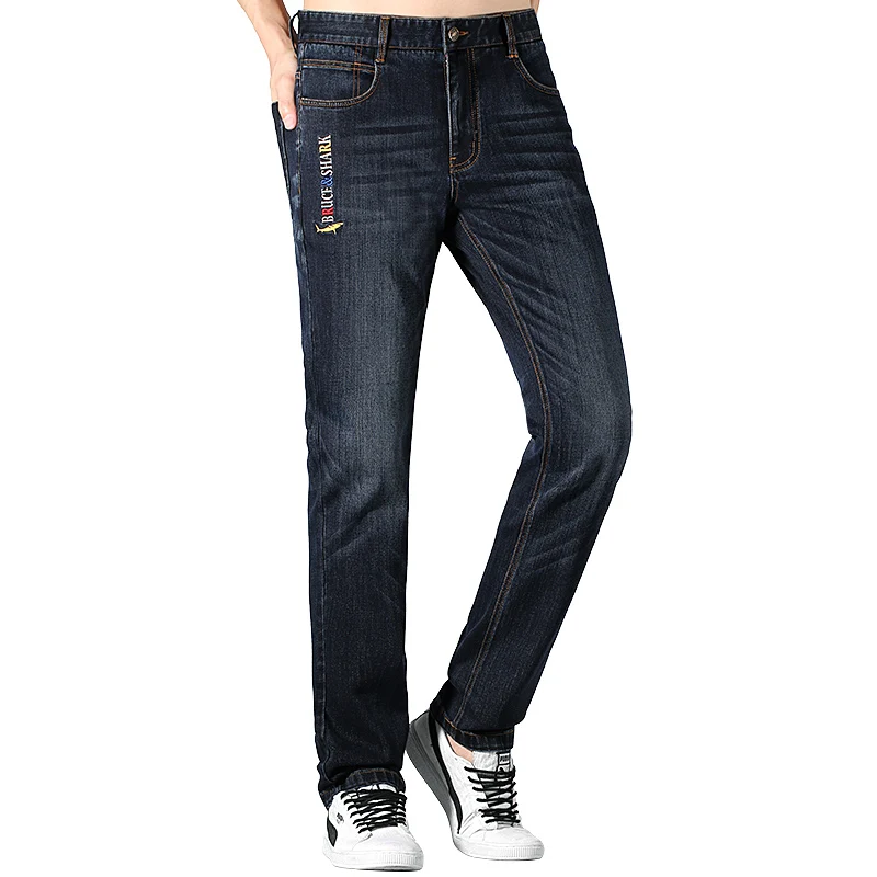 2022 Bruce&Shark Men's Jeans Winter Thick Fashion Casual Straight Leg Strech Soft Loose Super Quality Special Wash big size 42