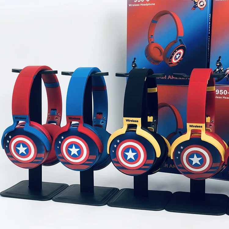 

Marvel Captain America Wireless Headset Bluetooth Headphones Pure Bass Headphones Noise Cancelling Game Sports Headphones