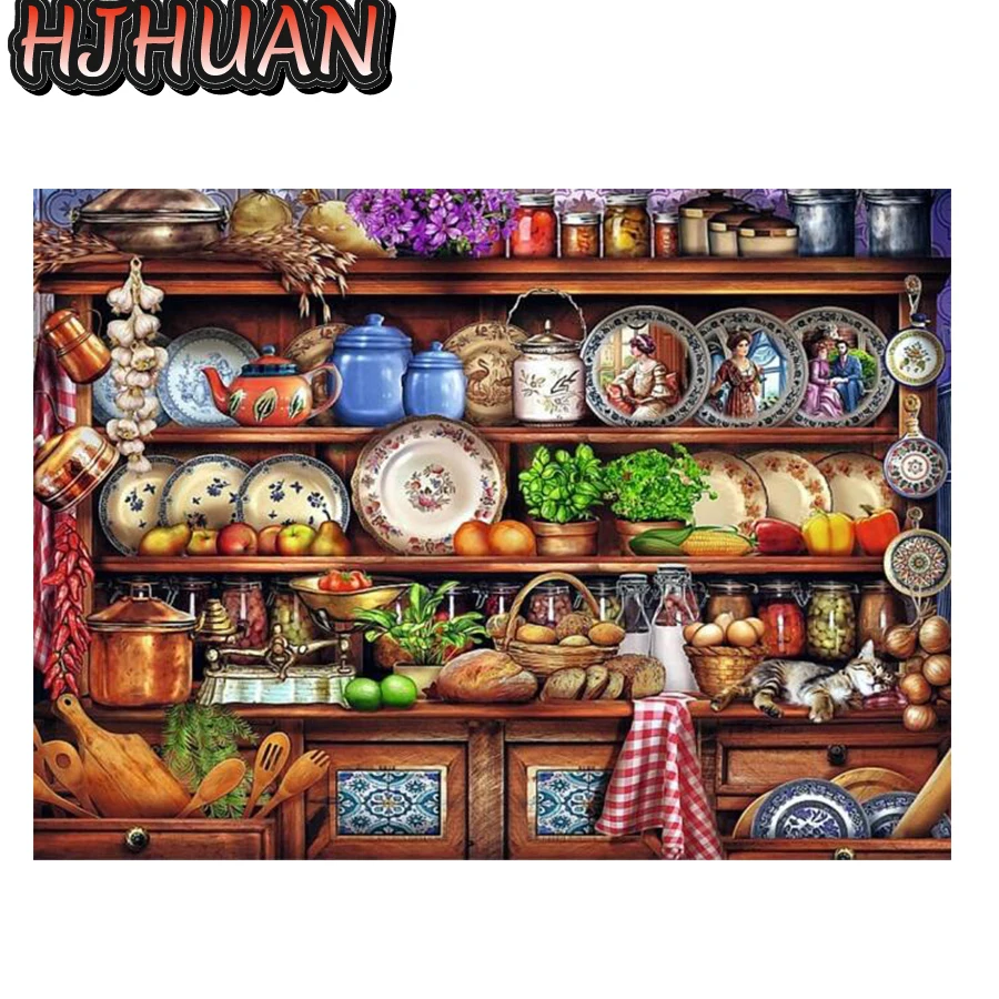 

5D Diy Diamond Painting Kitchen View Diamond cross stitch Full Square/Round Diamond Embroidery Mosaic Kits HD Quality Handmade