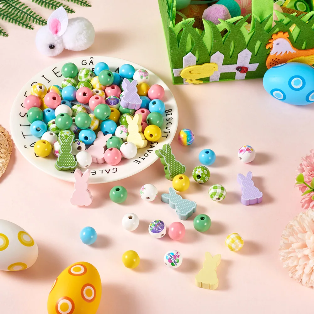 160 шт./набор круглые бусины из натурального дерева